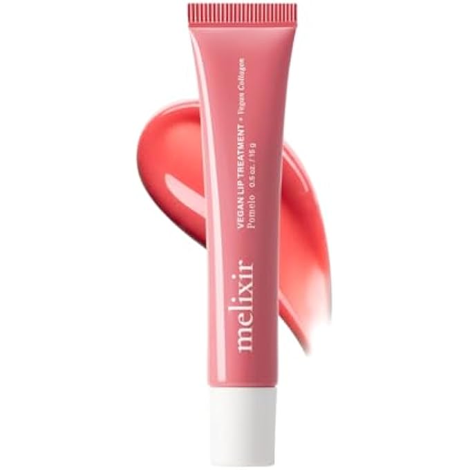 Melixir VEGAN LIP TREATMENT  NON-STICKY LIP GLOSS WITH VEGAN COLLAGEN, SHEER-TINTED LIP BALM FOR INSTANT MOISTURE & SHINE, HYDRATES & SOFTENS DRY LIPS, KOREAN SKINCARE, CRUELTY-FREE - 3 POMELO (0.5OZ - Image 1